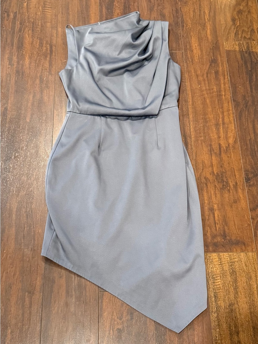 Elliatt Slate Grey Asymmetrical Cowl Dress M